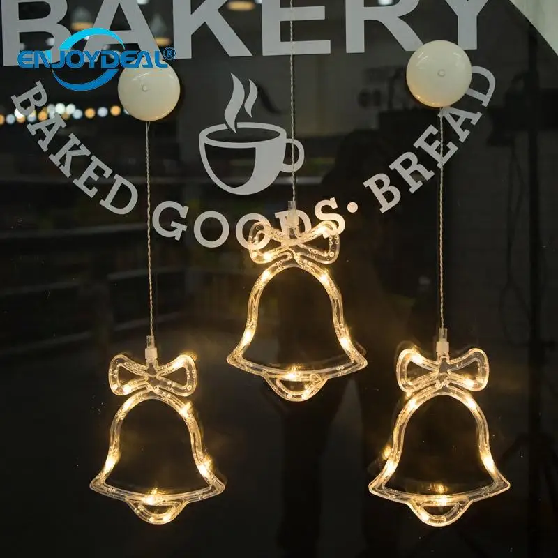 8 светодиодных рождественских светильников Звездный колокол дерево стекло окно