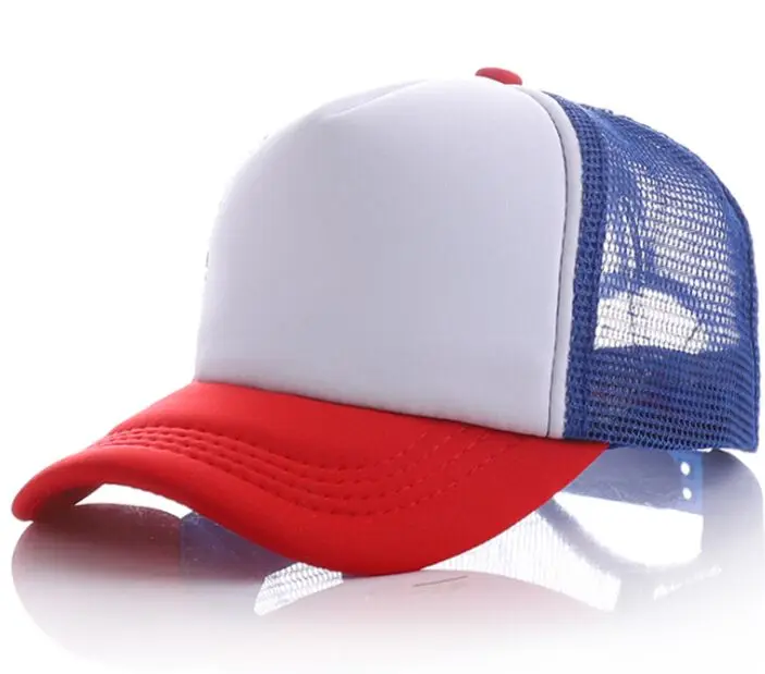 Red white blue Детские DIY пользовательские логотип грузовые шапки летние дышащие акриловые бейсболки с логотипом для мальчиков и девочек Snapback шапки - Цвет: Red white blue