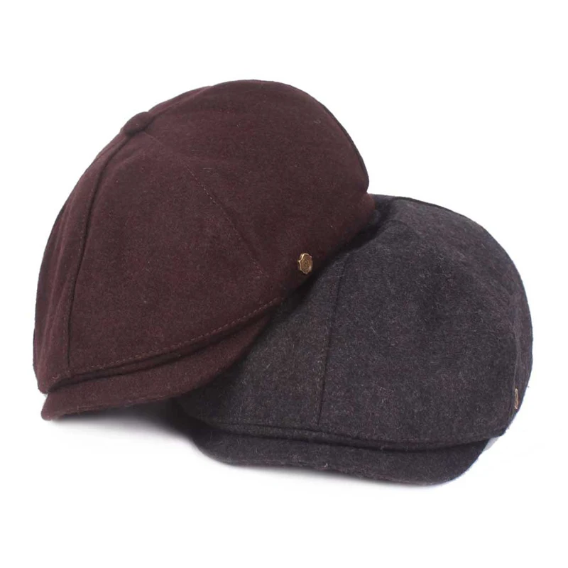 QBHAT осень зима шерстяная фетровая кепка газетчика мужской берет Ретро