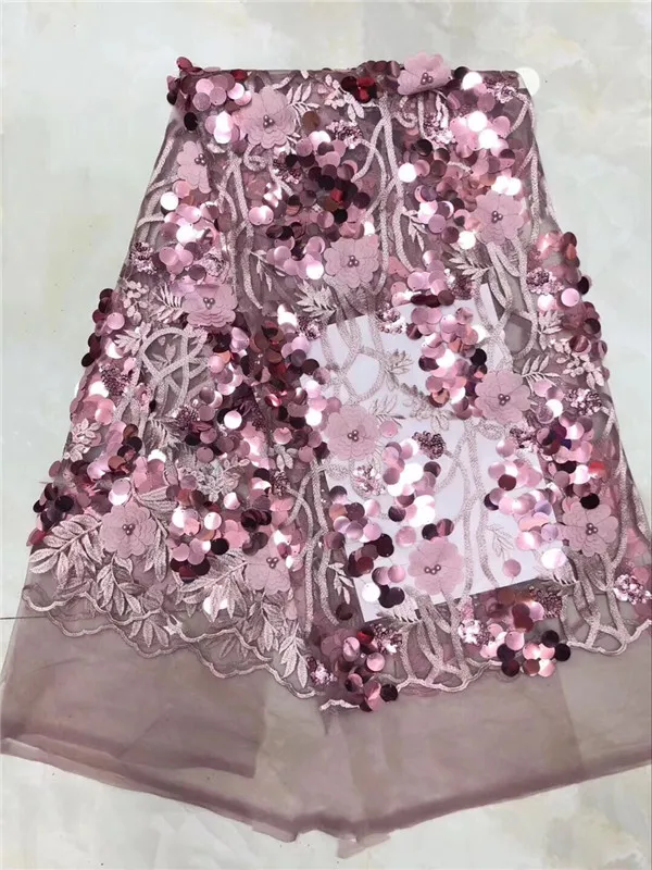 Африканская кружевная ткань розовый французский вышитый бисер Анкара Стиль