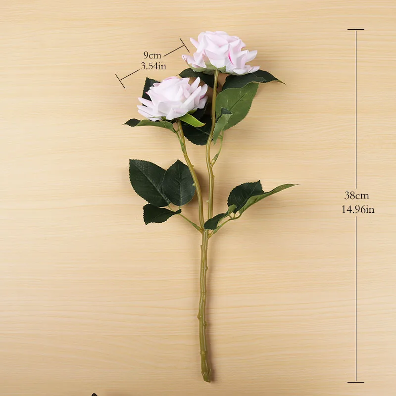 2 головки розы искусственный цветок поддельные листья бархатные шелковые цветы
