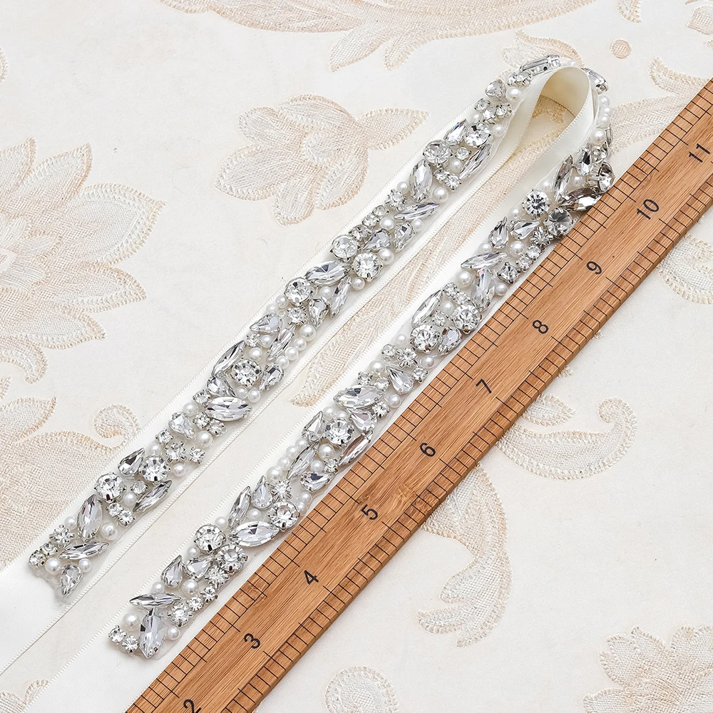 Yanstar пояс со стразами тонкий жемчужный невесты ручной работы Серебряный