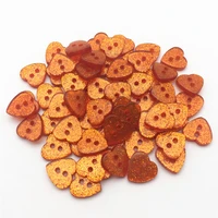 500pcs resin orange glitter sparkle heart buttons sewing 2 holes crafts embellishments scrapbooking 12x13mm