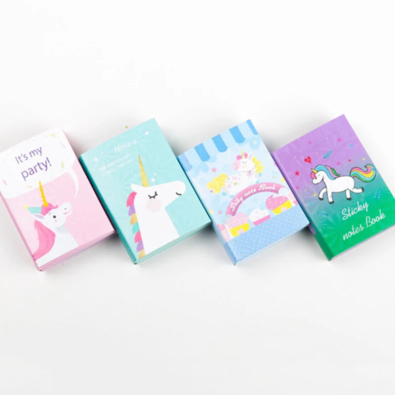 Милый Единорог блокнот Kawaii 6 складные бумажные Липкие заметки планировщик