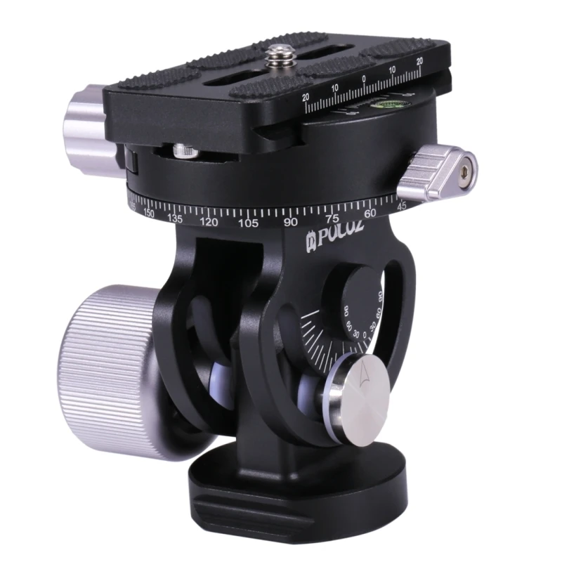 PULUZ DSLR панорамная головка 1/4 ''& 3/8'' винт 2-Way панорамирование/наклон головка штатива фотография адаптер 3 пузырьковый уровень быстросъемная пластина