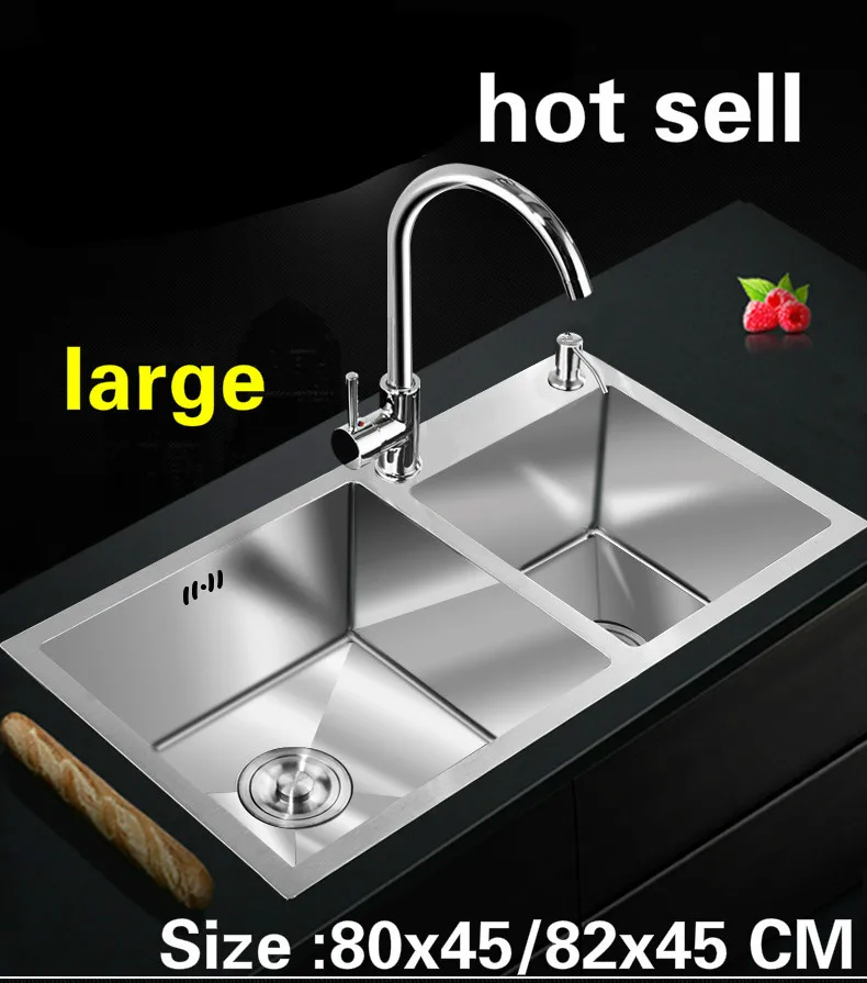 Бесплатная доставка квартирная кухонная ручная раковина с двойным пазом делайте