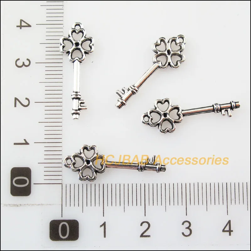 Модные 45 шт Тибетский серебристый цвет подвески в форме сердца ключей Подвески