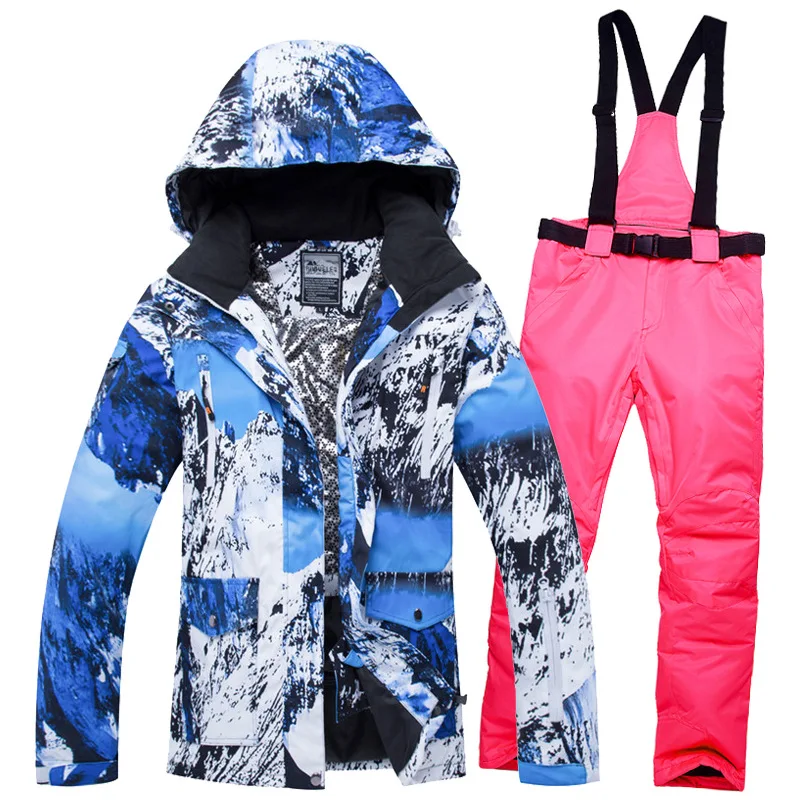 

Лыжный костюм для мужчин и женщин, зимняя водонепроницаемая ветрозащитная утепленная одежда для снега, мужские лыжные комплекты, куртка, ко...