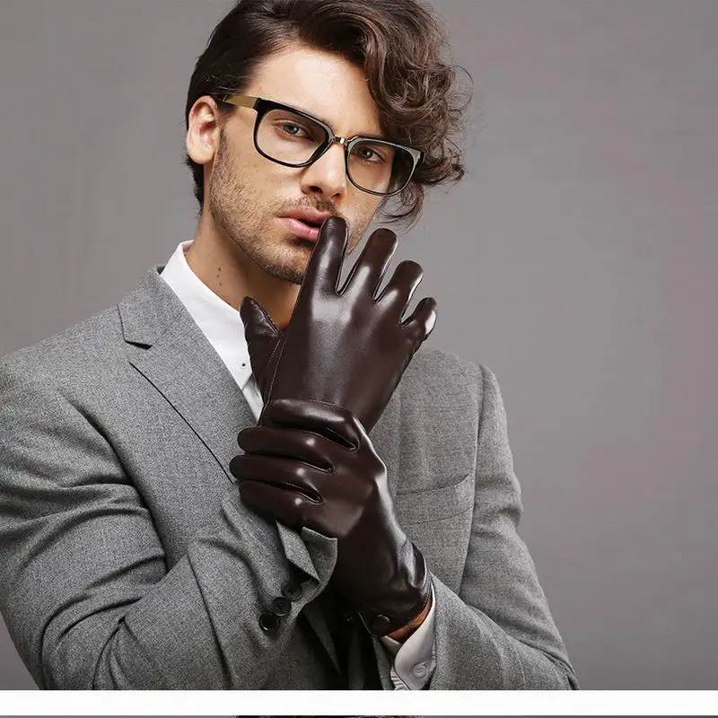 Высококачественные мужские перчатки из натуральной кожи осенне-зимние плотные