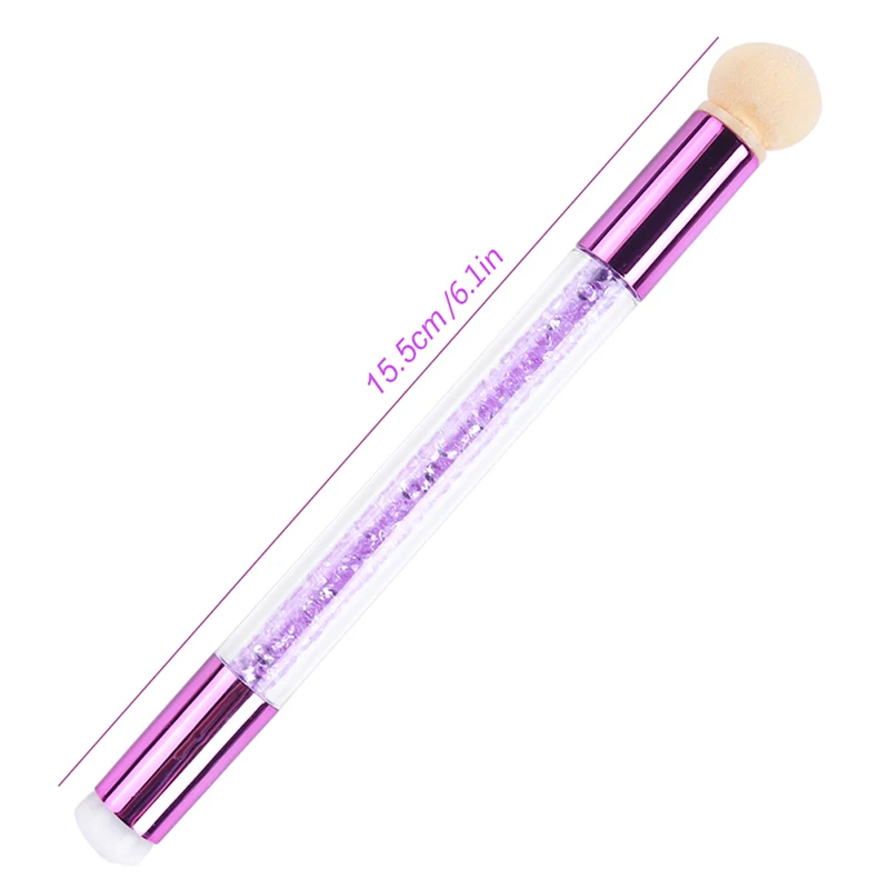 

1PC Nail Art Brush Rhinestone Handle Sponge Silicone Double-headed Gradient Brushes Pen Nails Manicure Tool