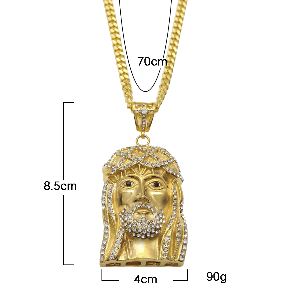 Модные ювелирные изделия Золотая подвеска в стиле хип-хоп виде головы Иисуса