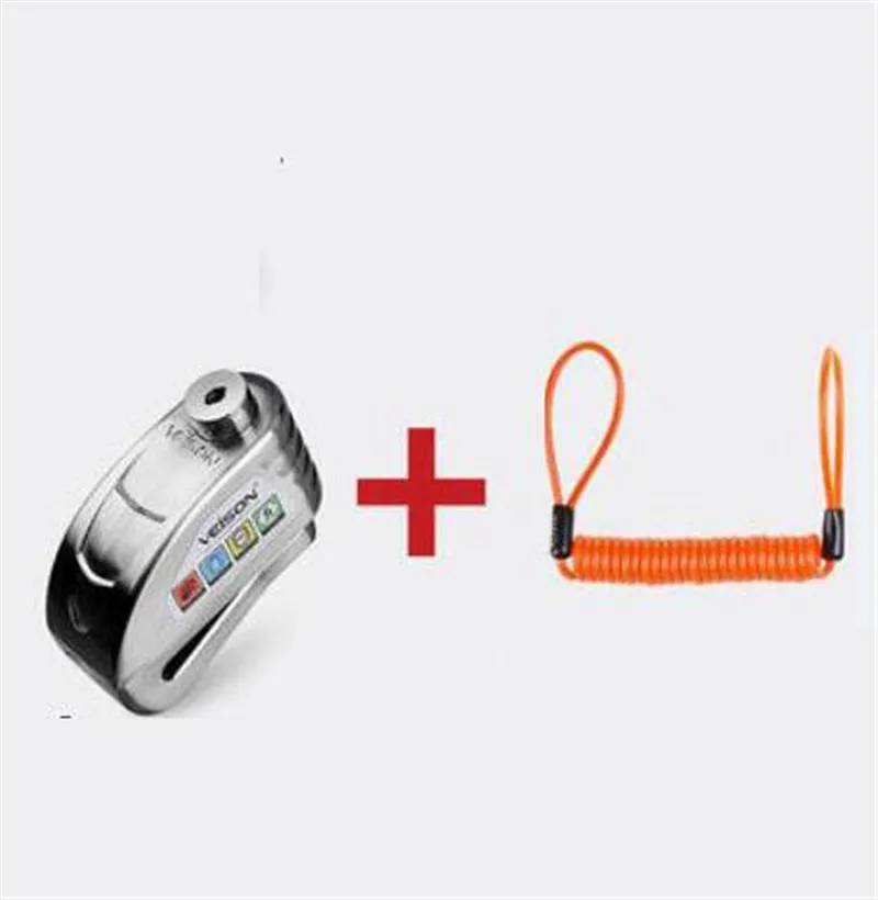 DX19-01 and rope VEISON мотоцикл Водонепроницаемый Противоугонный замок велосипед Steelmate с Механизмом Блокировки дискового тормоза Предупреждение безопасности Противоугонная тормозной ротор замок Alarma мото - Цвет: DX19-01 and rope