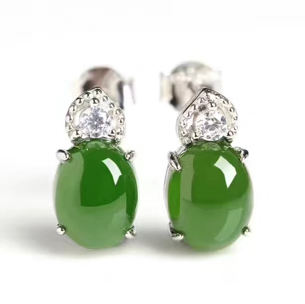 Серьги женские из серьги-гвоздики с драгоценными камнями серебра 925 пробы