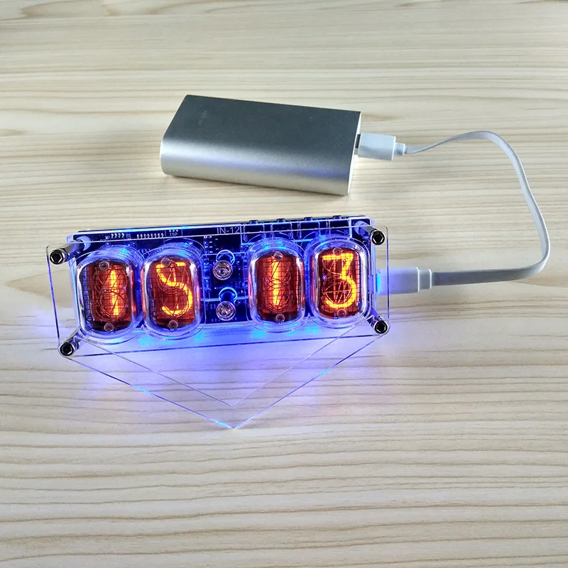DIY 4 бит RGB светодиодный свечение цифровая плата часов Nixie трубка часы комплект DIY электронные настольные часы в стиле ретро RGB трубка в комплект не входит