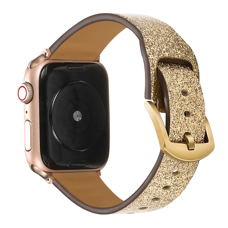 Mirror gold Ремешок для наручных часов Apple watch, ремешок 42 мм, 38 мм, версия чехол из натуральной кожи для correa наручных часов iwatch, 44 мм 40 мм 4/3/2/1 браслет аксессуары - Цвет ремешка: Mirror gold