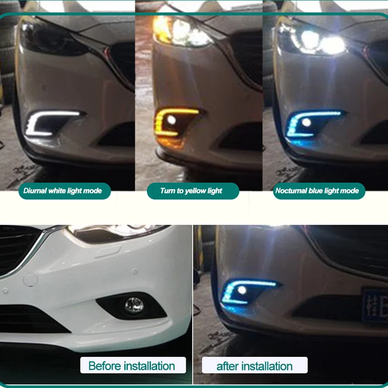 Hlxg 2 шт. авто светодиодный DRL дневные ходовые огни авто-Стайлинг для Mazda 6 ATENZA 2016 2017