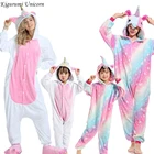 Пижама Кигуруми для мальчиков и девочек, пижама-кигуруми, единорог, животные, Ститч, панда, одежда для сна, косплей, пижама для детей, взрослые комбинезоны