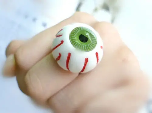 12 шт./лот кровью кольцо в виде глазного яблока Регулируемый жуткий синий зеленый