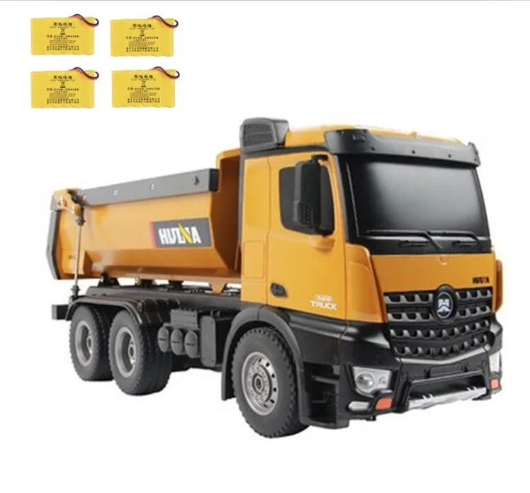 Truck with 4 battery Горячая дистанционного Управление RC инженерный транспортное средство 573 2,4G 10CH 5 кг автоматическое само-разгрузки земля с автоматической загрузкой самосвал модель радиоуправляемого грузовика - Цвет: Truck with 4 battery