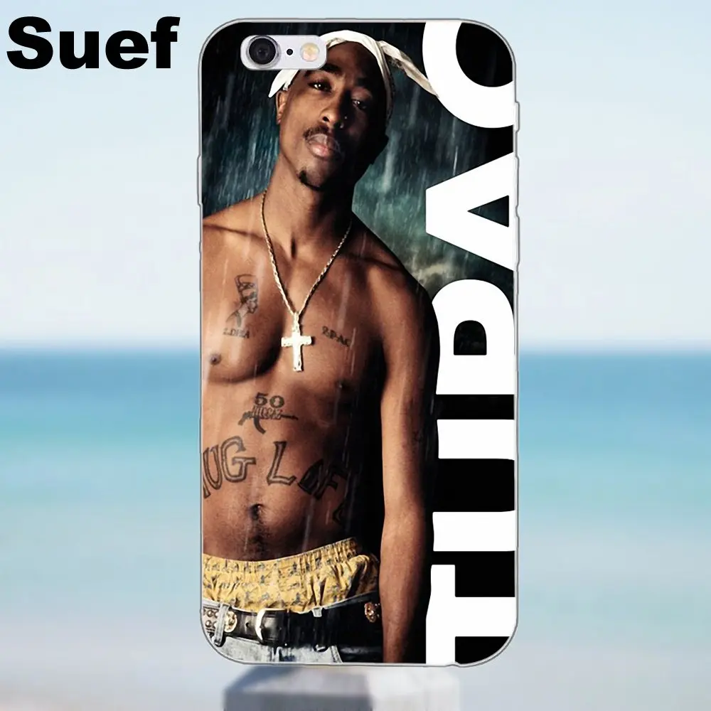 Tupac Shakur 2 Pac Crown King мягкие чехлы из ТПУ для iPhone 4 4S 5 5S 5C SE 6 6S 7 8 Plus X Galaxy J1 J3 J5 J7 A3 A5 2016