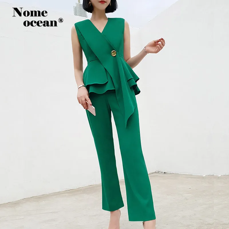 Элегантные женские костюмы из двух предметов комплекты с баской блузки Блейзер