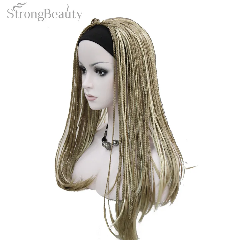 StrongBeauty синтетические женские длинные парики Плетеный вязаный крючком волосы с оголовьем половина парик