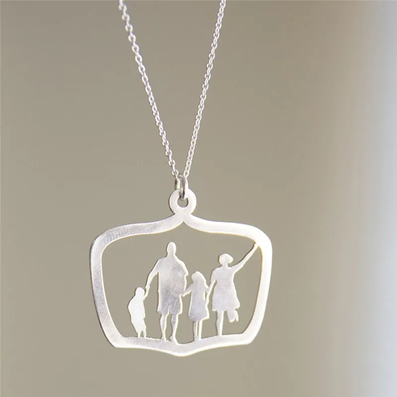 Ожерелье с подвеской-цепочкой для семьи ожерелья родителей и детей серебряное