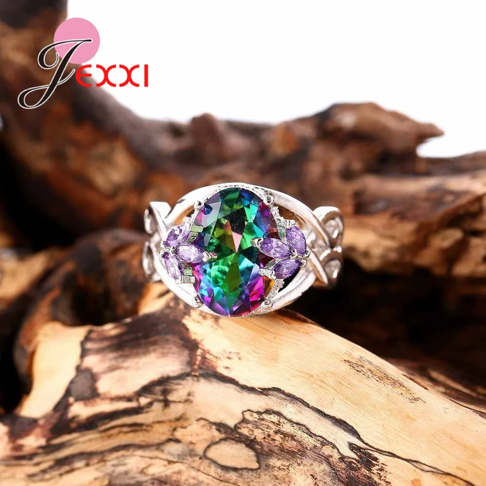 Fantasy Wedding Rings for Women 925 Sterling Silver Ring with Crystal Stones High Quality Fashion Anillos Jewelry | Украшения и