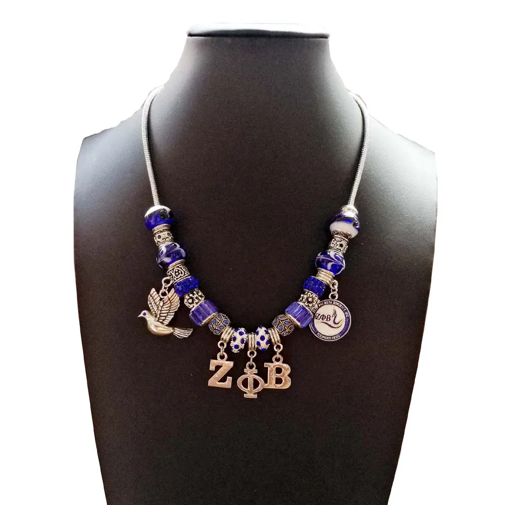 Европейский стиль винтажный посеребренный Шарм Pandor Zeta Phi Beta Sorority греческий ZPB DIY