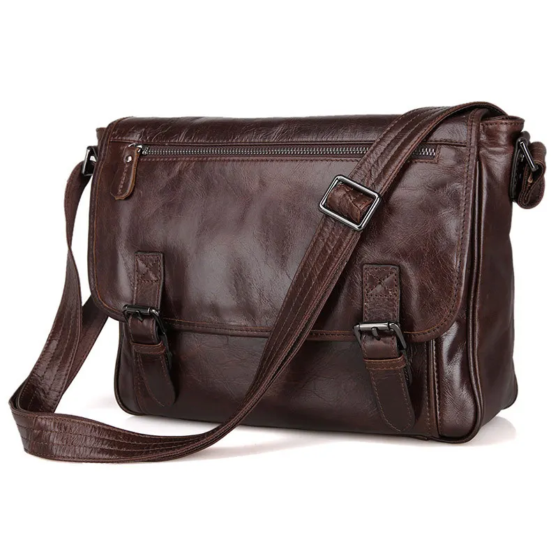 Fashion Oil Waxed Genuine Leather Shoulder Bag Men Messenger Bag Leather Crossbody Bag Sling Leisure Bag Casual New M184