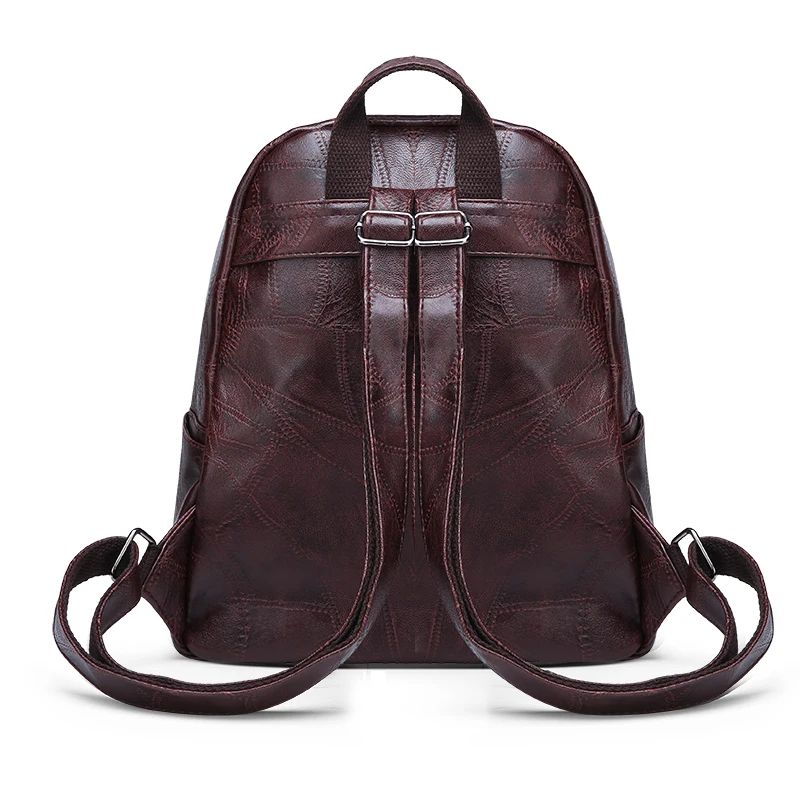 Женский кожаный рюкзак в стиле пэчворк Большой Вместительный повседневный сумки