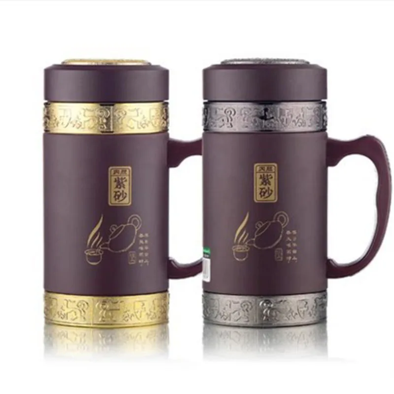 Ручной Фиолетовый Глины Лайнер Термос Из Нержавеющей Стали Изоляции Кружка с