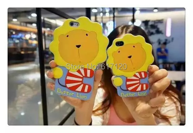 Newest 3D Cute Lovely Butter Lion Phone Case Cover for iPhone 6plus 6 5g 5s 4.7 5.5inch Cartoon Silicon Cell |