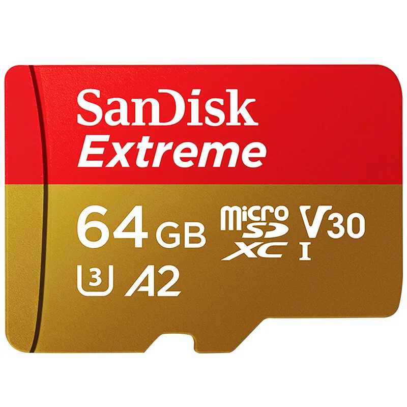 64GB Extreme A2 Двойной флеш-накопитель SanDisk Extreme PRO/Extreme карты памяти 128 Гб 64 Гб оперативной памяти, 32 Гб встроенной памяти, читать Скорость до 100 МБ/с. microSDHC/SDXC UHS-I U3 V30 в формате 4K UHD - Емкость: 64GB Extreme A2