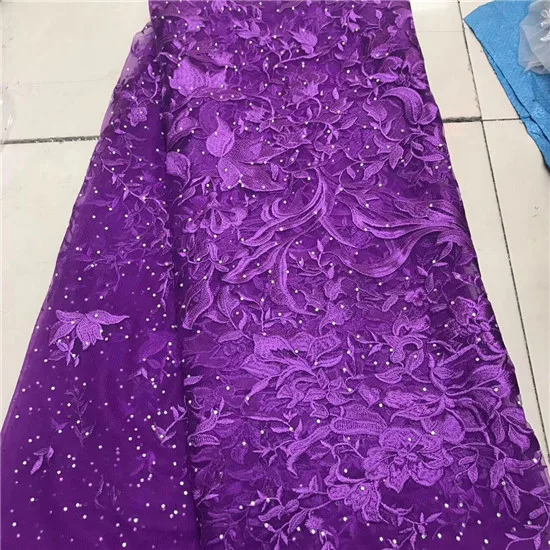 Цвет небесно-синий последние африканские Кружево Ткань черный французский Камни