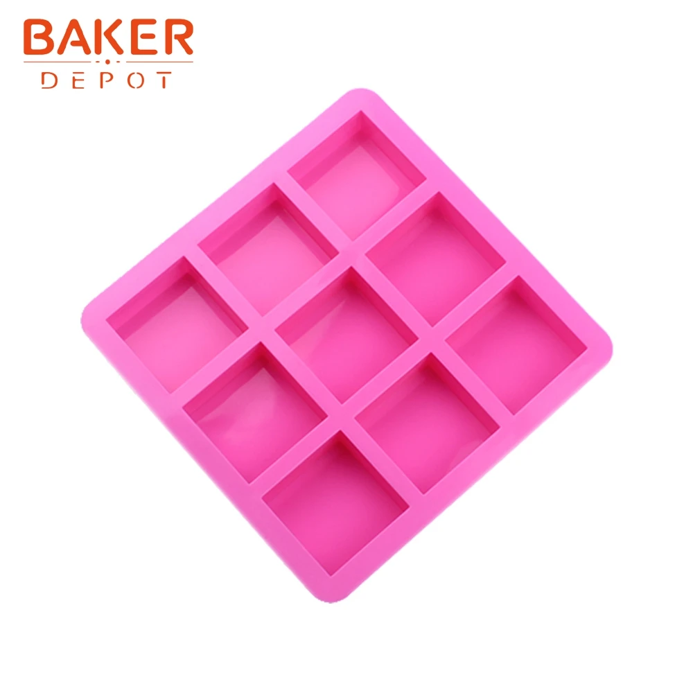 BAKER DEPOT силиконовая форма для торта квадратное ледяное Мыло Форма для пудинга, Желе Форма для торта для печенья, Кондитерские наборы для десерта 9 отверстий