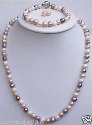 7-8 мм смешанные цвета пресноводного жемчуга ожерелья браслеты серьги наборы |