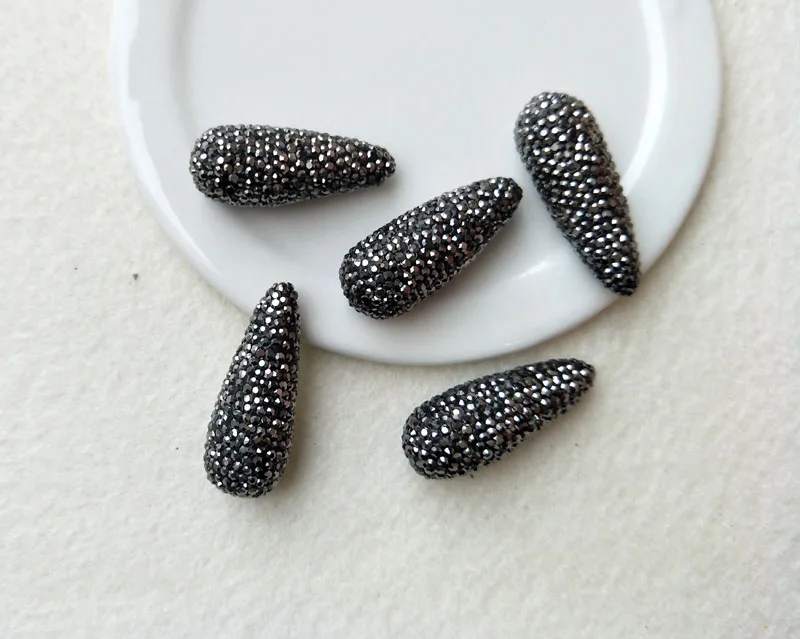 10 шт. черные кристаллы стразы цирконий проложенный разъем бусины из глины для DIY