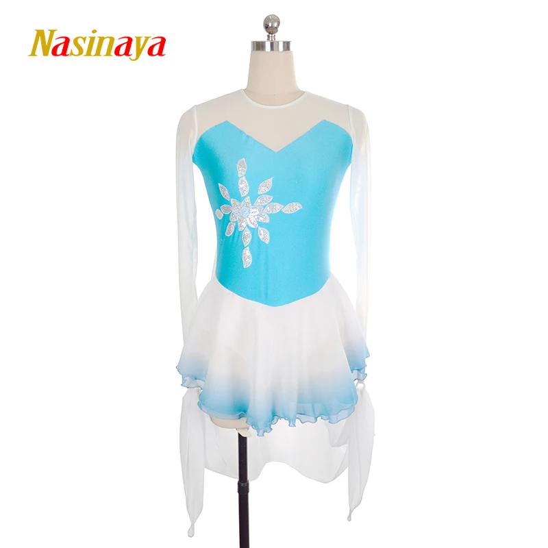 Nasinaya Figure Skating Dress Customized Competition Ice Skating Skirt for Girl Women Kids Performance Long-tail