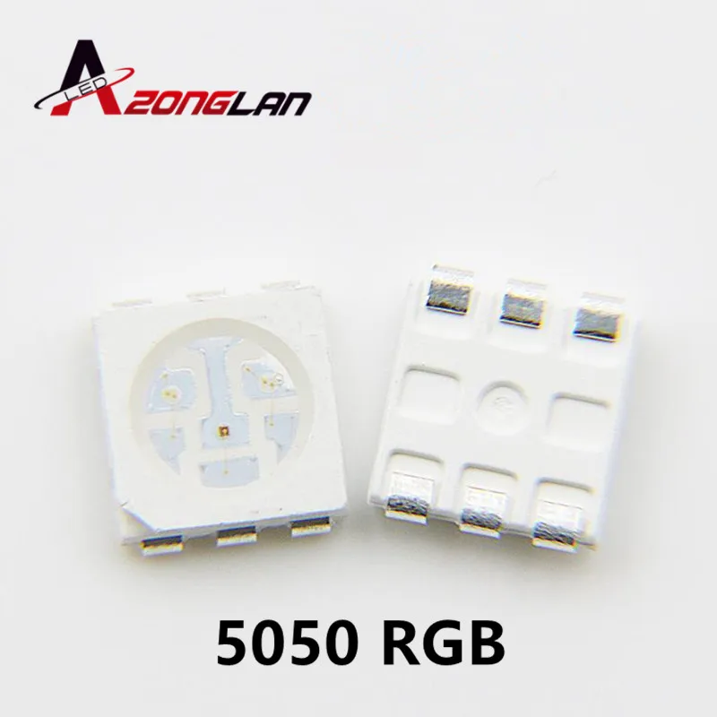 50 шт. 5050 RGB SMD LED красный зеленый синий SMT PLCC-6 3 чипы светоизлучающие диоды лампа