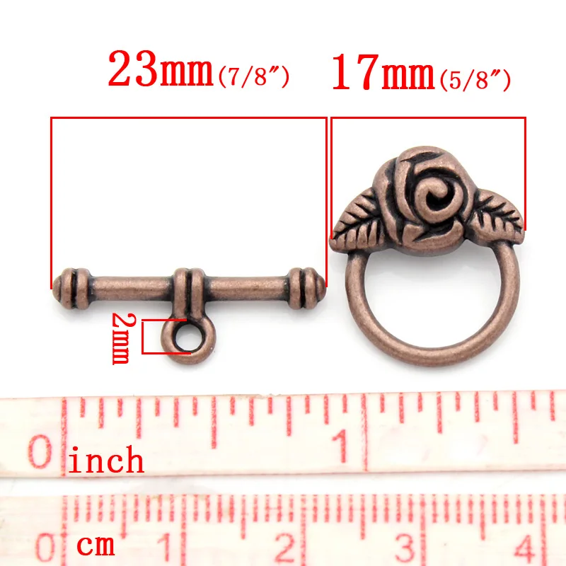 DoreenBeads замочки из цинкового металлического сплава круглые антикварный медный цветок узор 19 мм x 17 мм(6/" x5/8") 23 мм x 7 мм(7/" x2/8"), 4 комплекта