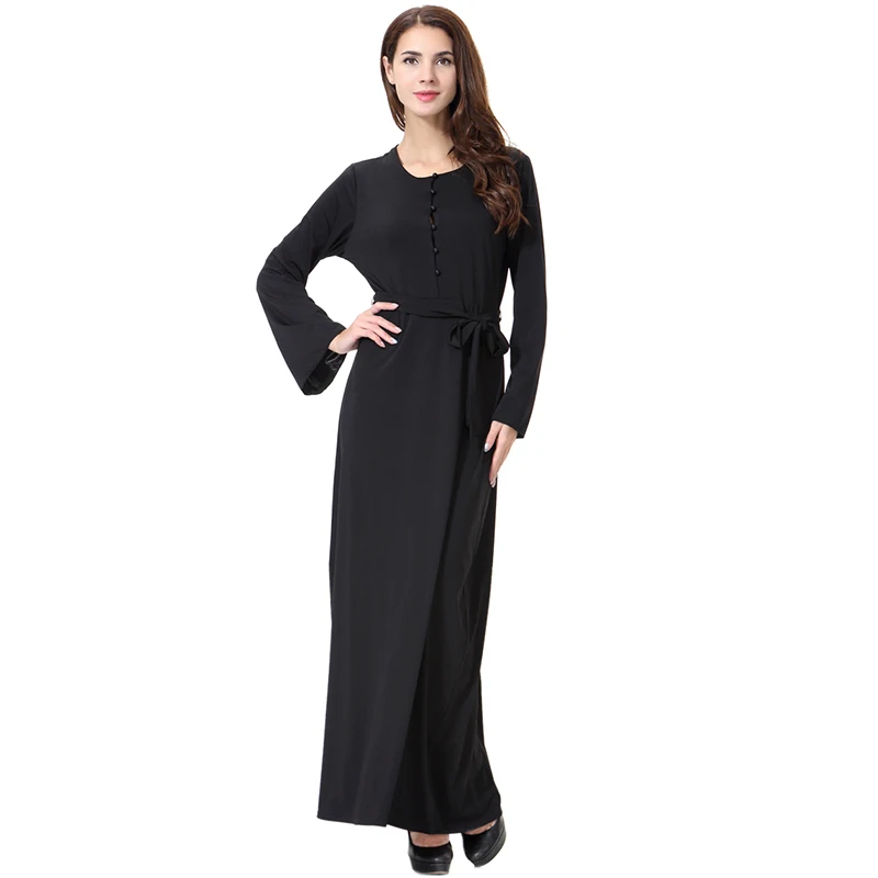 Мусульманское платье с круглым вырезом длинным рукавом|Мусульманская одежда| |