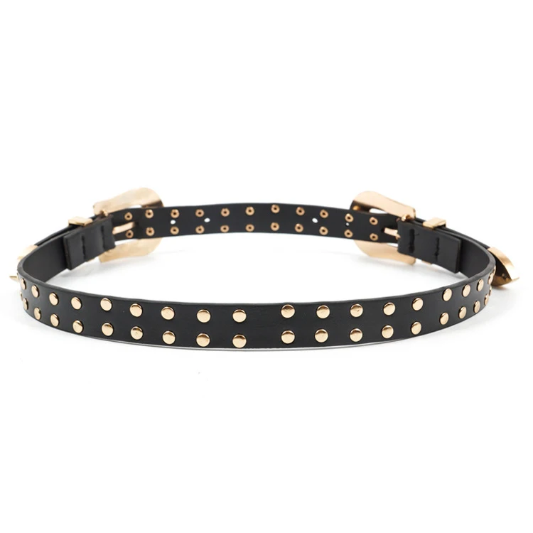 Винтажный резной ремень с двойной пряжкой тонкий пояс женский модный джинсы