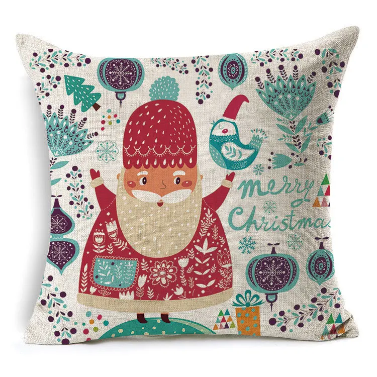 1 шт. 43*43 см Рождество Санта Клаус узор из хлопка и льна Пледы Подушки Детские
