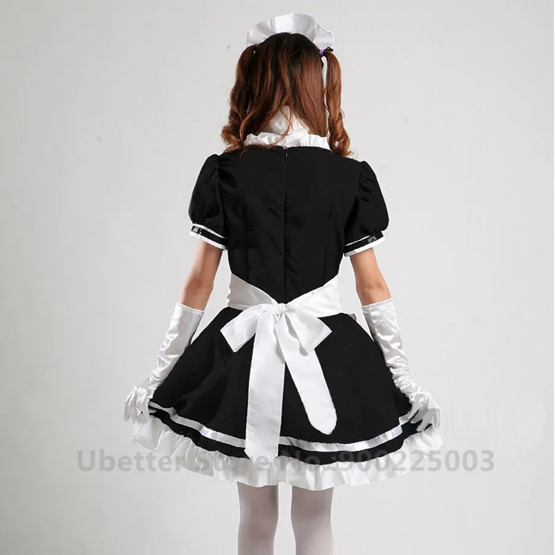 

Free Shipping Sexy French Maid Cosplay Lolita Costume Anime Cosplay Sissy Maid Uniform Halloween Dress For Girls Women C00301