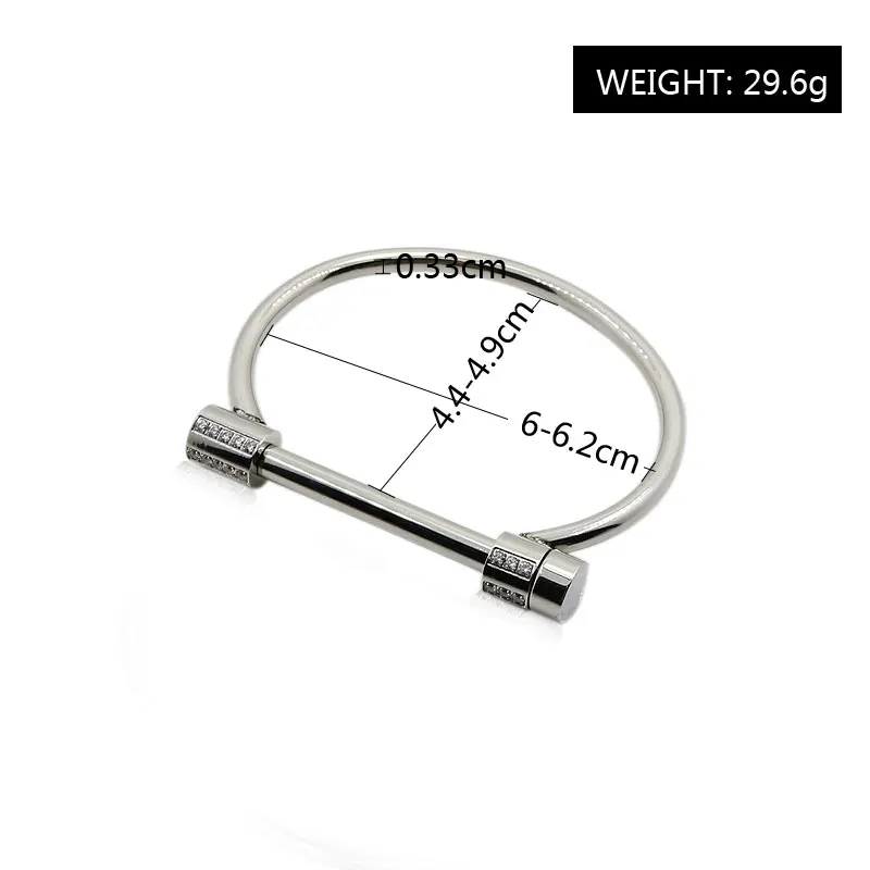 

Fashion Flat Head Screw Cuff Bracelet D-shape Design Stainless Steel Bracelets Bangles For Women Men Crystal Charm Brand Jewelry