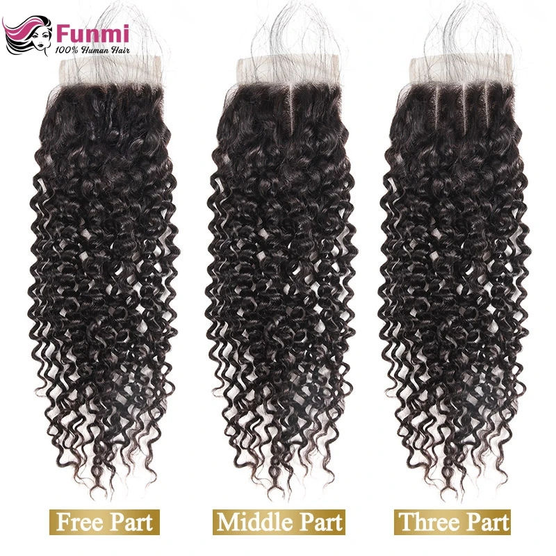 Funmi 8 20 дюймов 1 пучок перуанские вьющиеся волосы закрытие 4x4 средняя