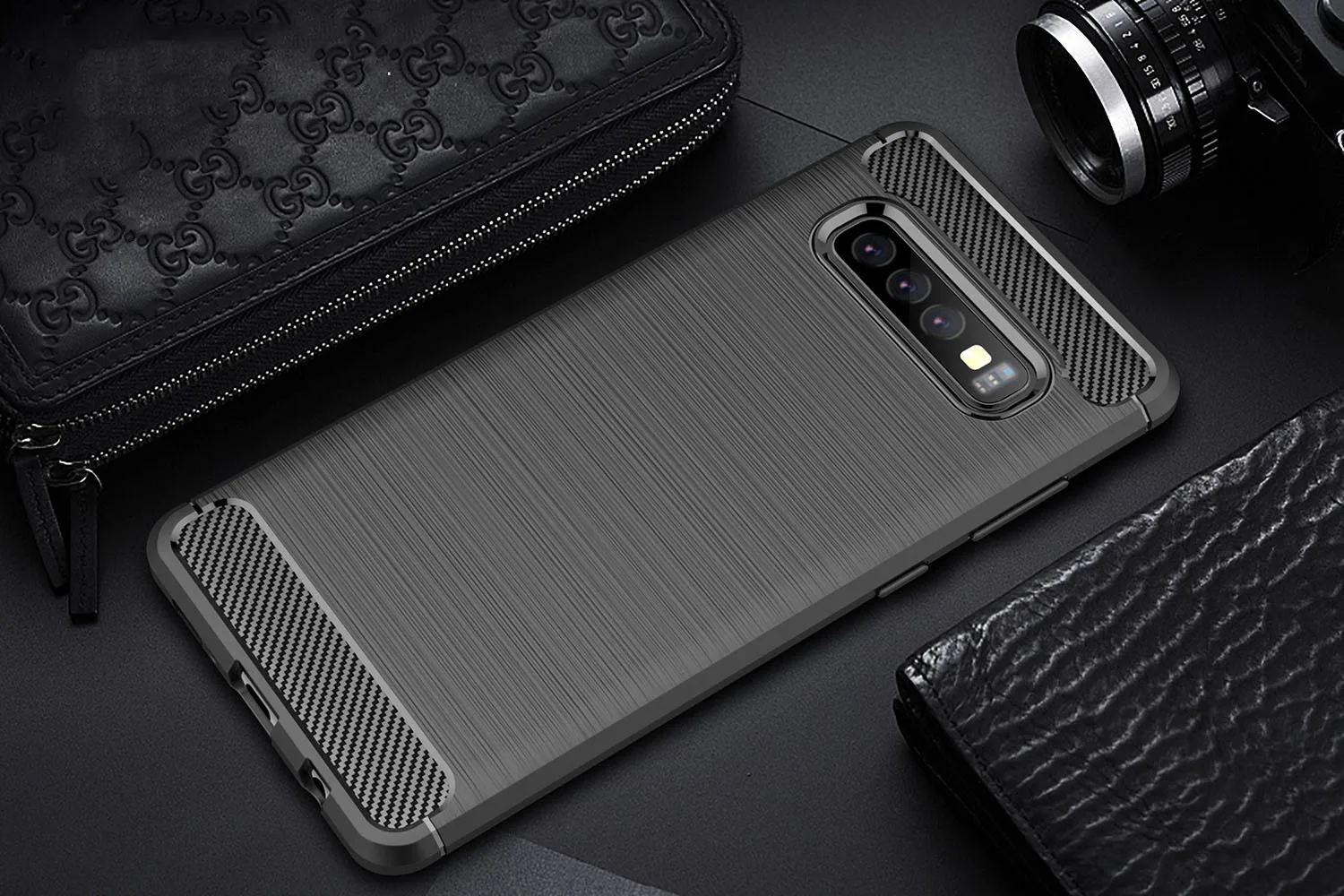 Карбоновая Защитная силиконовая задняя крышка для Huawei samsung Galaxy S10 5G S10E S9 S8 J4 J6 J8 A6 A8