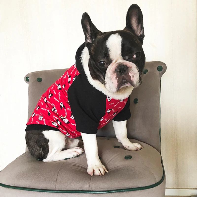 Зимние хлопковые толстовки с изображением французского бульдога одежда для