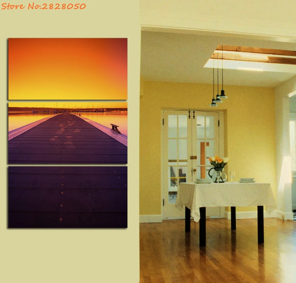 3 шт. деревянный мостик большой рисунок дерева холст настенное художественное